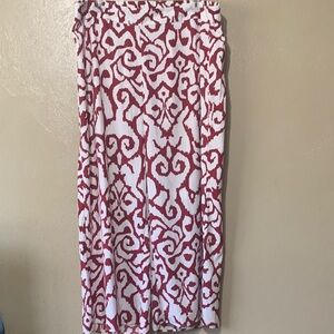 Soft Surroundings 2X Dark Red and White Patterned Wide Leg Pants